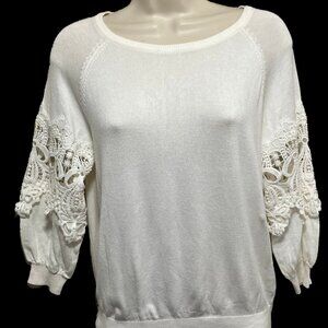 EUC Rag Out White Fancy Sleeve Blouse Size:  Medium